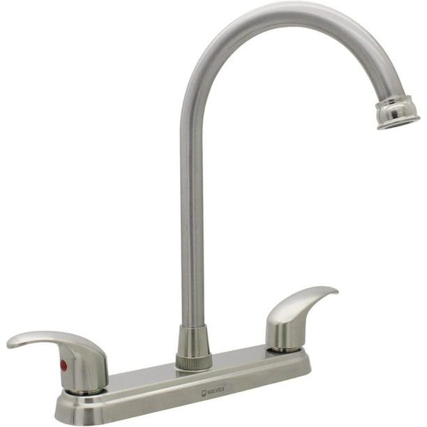 Mezcladora para Fregadero, Grifos para Cocina, Llave de Fregadero de Cocina Flexible, Grifo de Cocina con Dos Asas, Grifo de Cuerpo Principal de Latón, Acabado Níquel Satinado
