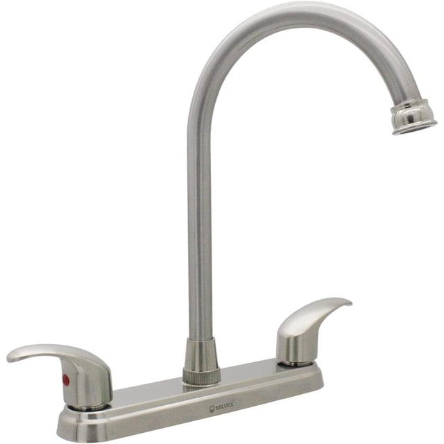 Mezcladora para Fregadero, Grifos para Cocina, Llave de Fregadero de Cocina Flexible, Grifo de Cocina con Dos Asas, Grifo de Cuerpo Principal de Latón, Acabado Níquel Satinado