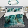 thumbnail image 2 of Designart "Teal Gold Fractal Mystic Mirage III" Modern Bedding Covert Set - Fractals Teal Abstract Bed Set With 2 Shams, 2 of 6