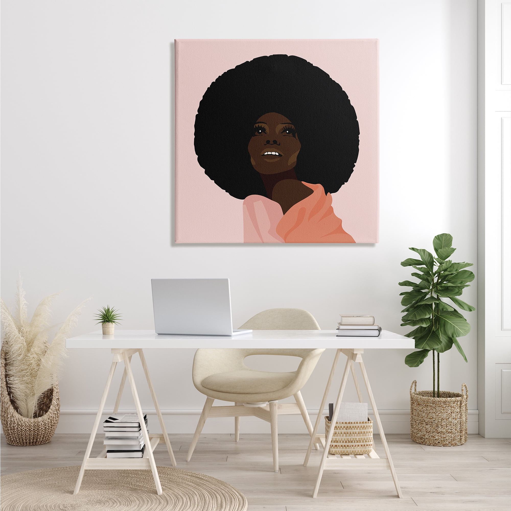 Stupell Industries African American Woman Wearing Pink Glam Fashion Beauty & Fashion Painting Gallery Wrapped Canvas Print Wall Art, 36 x 36