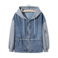 thumbnail image 2 of Womens Coats Outerwear Winter Women Spring and Warm Long Sleeve Denim Jacket Outerwear, 2 of 9
