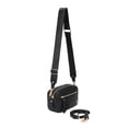 thumbnail image 4 of Dual Zipper Cross Body Shoulder Bag - PU Vegan Leather - Black Check, 4 of 7