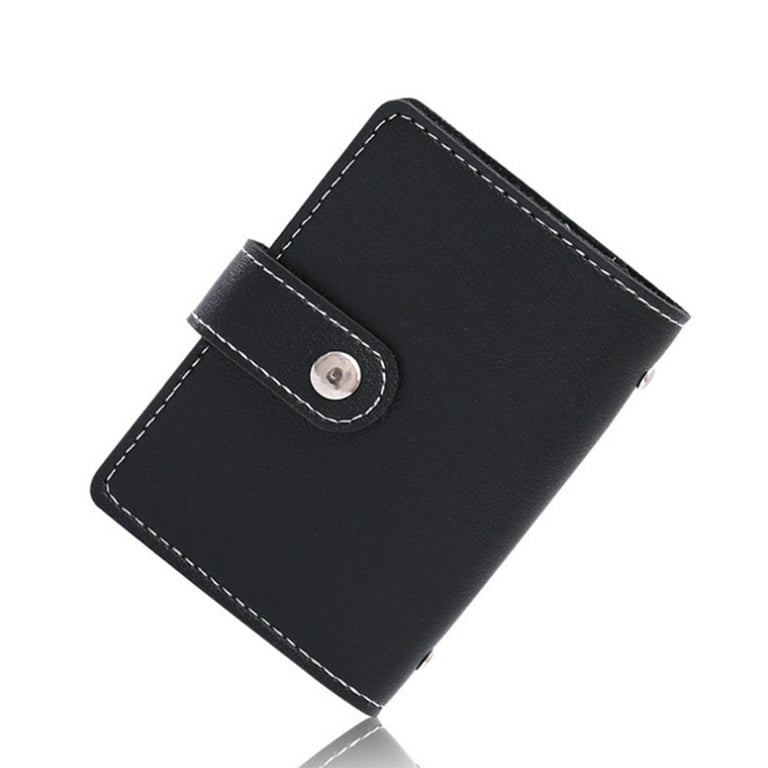 Credit Card Holder Wallets for Women Men Leather 26 Card Slots (Black)