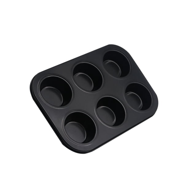 Inteprter Muffin Cup Cake Utensilios para hornear Cupcake Herramientas Antiadherente Molde de acero Egg Bandeja para hornear Muffin Cake Mold Herramientas y accesorios para hornear negro seis Inteprter HA001646-01