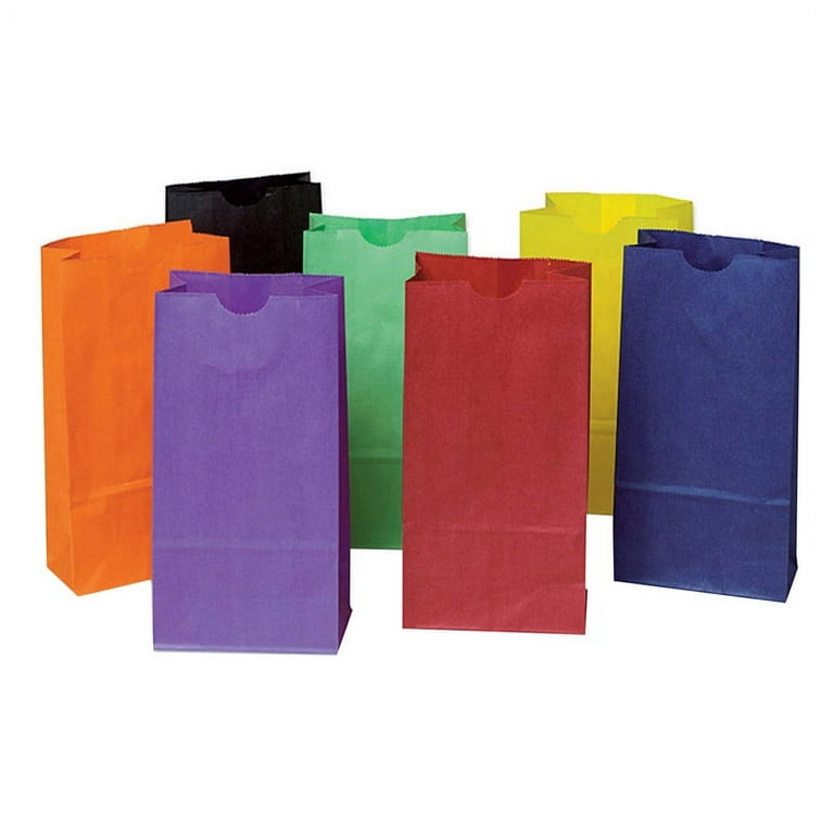 Rainbow® Kraft Paper Bags, 4 x 8, Bright Colors, 28 Per Pack, 6 Packs