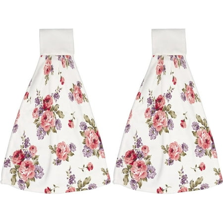 

Hanging Towels 2 Pcs Dish Towels Bunch of Roses Absorbent Hand Towels with Hanging Loop Washcloth for Bathroom Kitchen