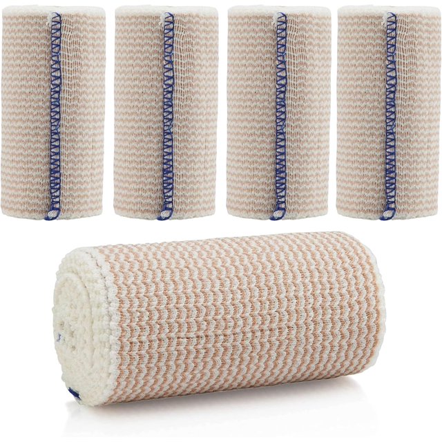 Woeilo Bandage Élastique Auto-Fermant de 4 Pouces - Rouleaux de Compression Athlétiques Doux, pour Mains, Pieds, Genou, Cheville et Poignet - 5 Verges Étirés pour une Compression Personnalisée (5)