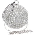 thumbnail image 7 of Womans Round Clutch Ball Crossbody Shoulder Bag Artificial Pearl Purse Ladies Rhinestone Handle Handbag, 7 of 7