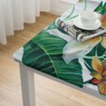 thumbnail image 4 of BANET Decorative Elastic Edged Square Fitted Tablecloth,Tropical Flora Polyester Indoor Outdoor Fitted Table Cover for Home Kitchen Dining Room Fit Square Table White, 4 of 7