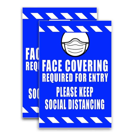 Face Covering Required For Entry Please Keep Social Distancing (24" X 36") Vinyl Decal Only (Pack of 2) |Sign|Sticker|Poster