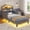 Gray, variant on Afuhokles Twin Size Bed Frame with LED Lights and Charging Station, Velvet Upholstered Platform Bed with Safety Guardrail,Headboard, Pink