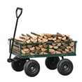 thumbnail image 3 of Mesh Steel Garden Cart 550 lbs, Folding Utility Wagon with 10 Inch Wheels, Green, 3 of 6