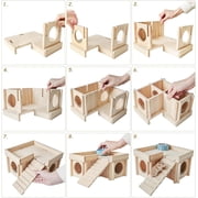 Kathson Wooden Hamster Hideout Hamster Wood House with Ladder Habitats Decor Detachable Small Animals Cage Accessories for Rat Gerbils and Other Small Pets