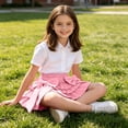 thumbnail image 6 of Gytharion Toddler Kids Girls Skirts Summer Solid High Waist Mini Skirts Soft Comfy Bow Knot Cute Skirts for Baby Girls, 2-9 Years, 6 of 8