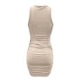 thumbnail image 3 of Womens Summer Dresses, Formal Dresses for Women,Women's Sleeveless Round Neck Pleated Bodycon Dress Stretchy Elastic Fit Casual Summer Flowy Comfortable Fashionable Trendy Outfit, 3 of 4