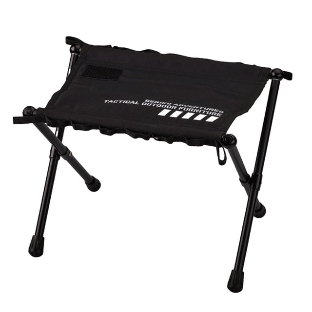 Taburete plegable con reposapiés, asiento de pesca, taburete portátil, taburete de camping, taburete de pesca para salón, actividades al aire libre, Negro