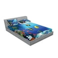 thumbnail image 2 of Ambesonne Sea Fitted Sheet & Pillow Sham Set, Ocean Coral Reefs Tropic, Queen, Blue, 2 of 2