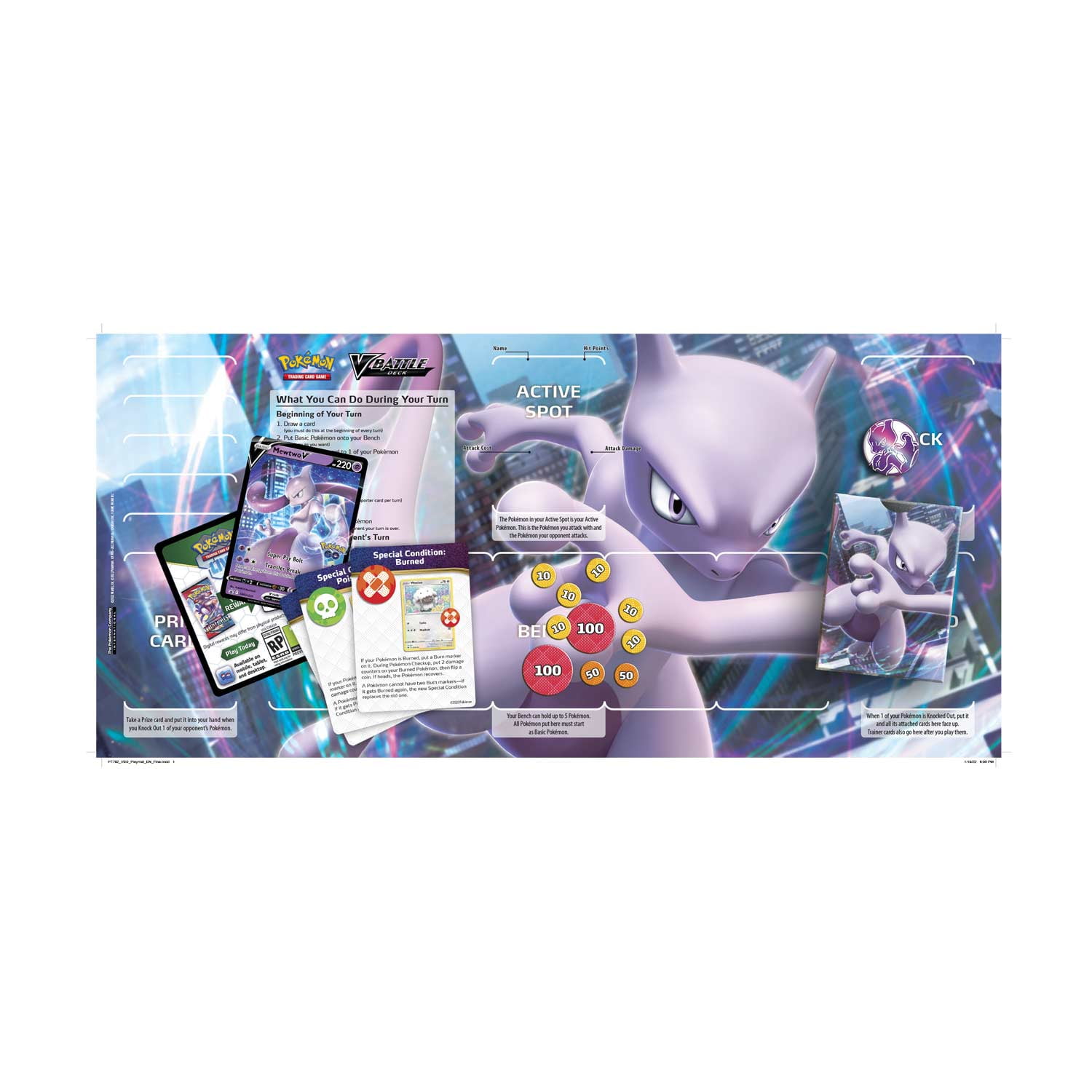  Pokemon Cards: Pokemon GO Mewtwo V Battle Deck : Toys & Games