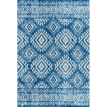 Photo 1 of 5'x8' Rectangle Loomed Trellis Area Rug Blue - JONATHAN Y