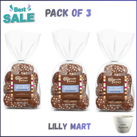 The Cheesecake Factory At Home Famous "Brown Bread" Wheat Dinner Rolls Pack of 3