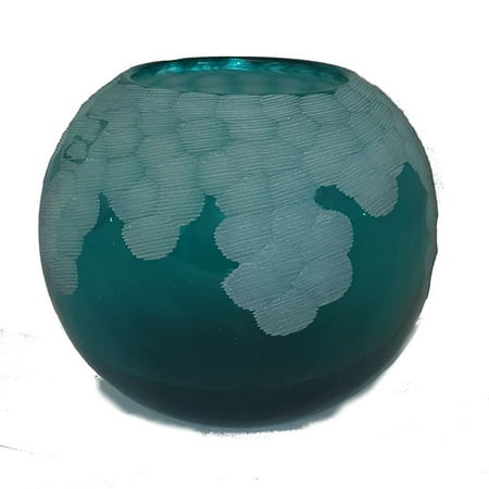 - Manhattan Chic Artisan Carved Lake Green Round Vase