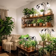 Barrina Orbgrow OG11A2 Clip On Grow Lights for Indoor Plants Integrated Stepless Dimming & Timing 5000K 22W(2 x 11W, 200 Watt Equiv) Full Spectrum 2-Gooseneck with E26 Plant Light Bulbs