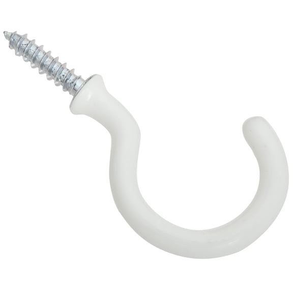 National Hardware Vinyl Coated Steel Outdoor Hook, 1-1/2", Safe Working Load 15 Lbs, White
