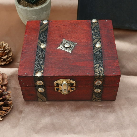 Luxshiny Vintage Rectangular Jewelry Case Synthetic Material 1Pcs 5.11x4.32x2.12in