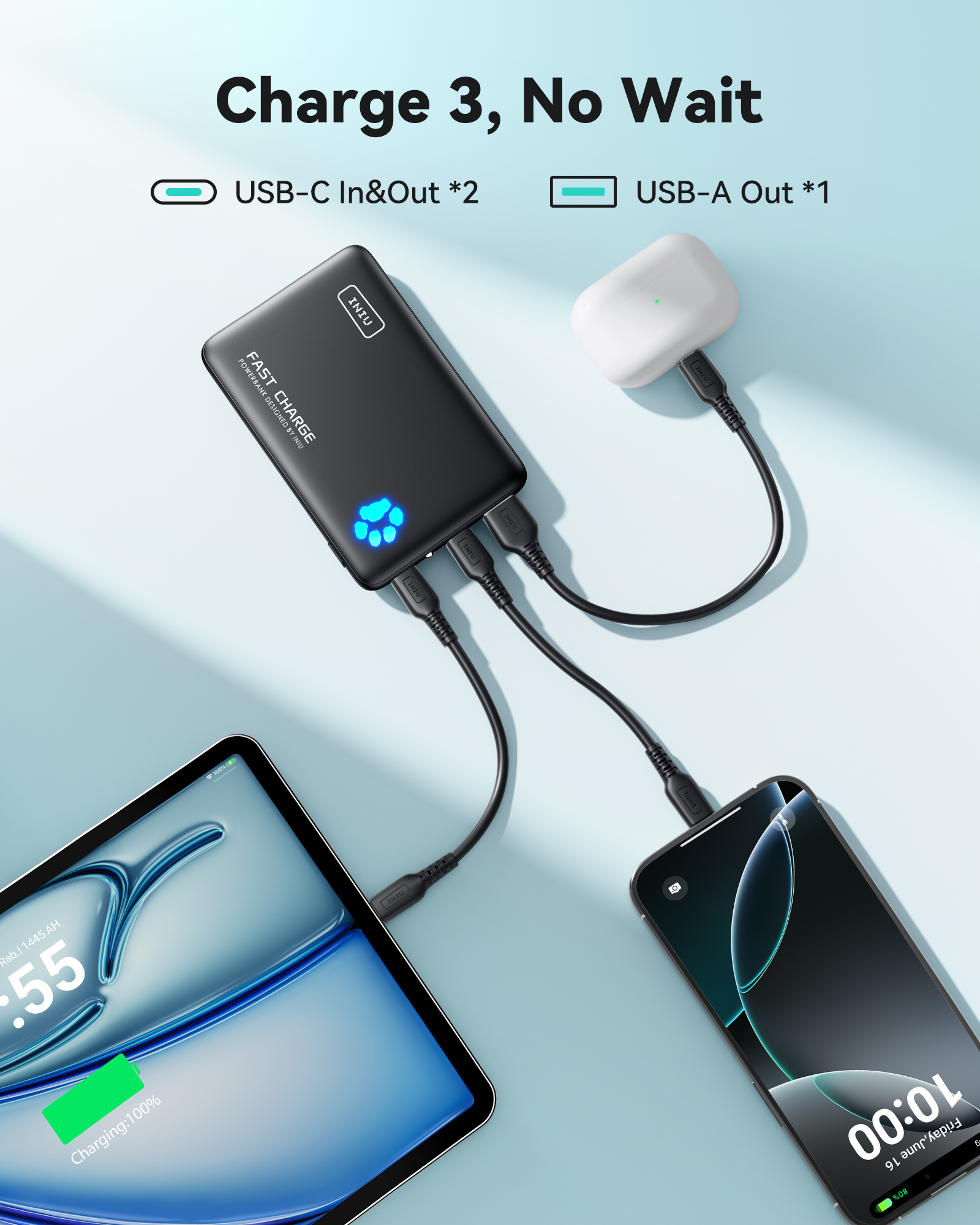 INIU PowerPaw 10K Ultra-Slim Portable Charger, 10000mAh photo 7