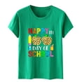 thumbnail image 4 of IROINNID Women's Happy 100th Day Of School Printed T-shirt Short Sleeve Casual Tops, 4 of 7
