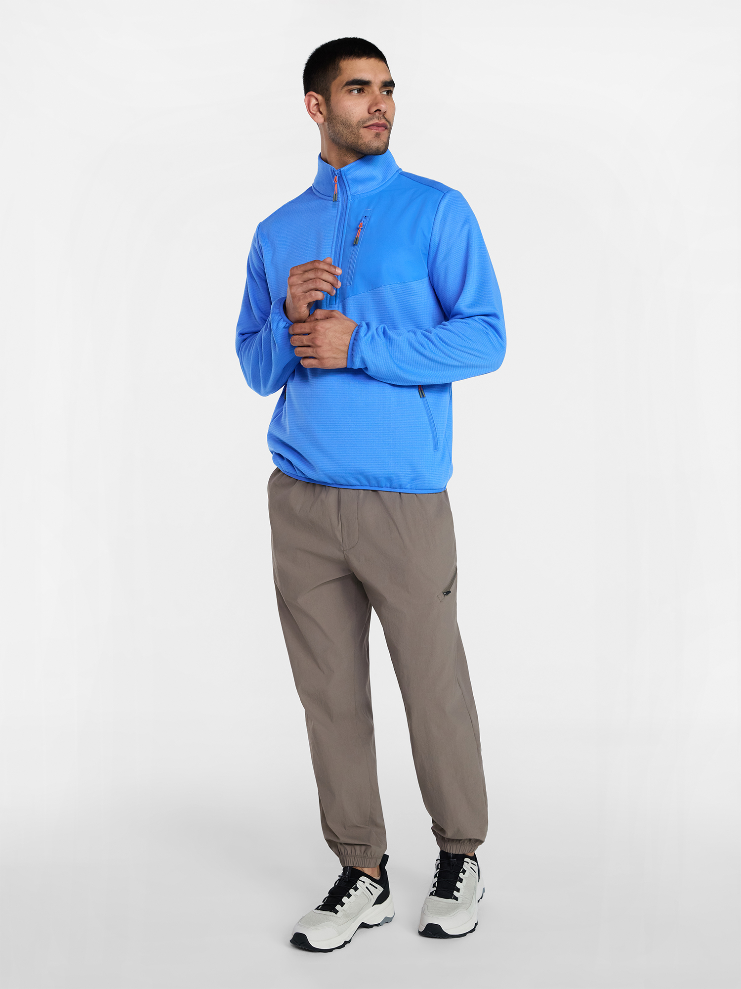 Ozark Trail Men's and Big Men's Quarter Zip Grid Fleece Jacket, Sizes S-3XL