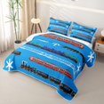 thumbnail image 3 of Erosebridal Vintage Train Quilt King for Boys Men, Cartoon Locomotive Car King Coverlet Set, Blue, 3pcs, 3 of 7