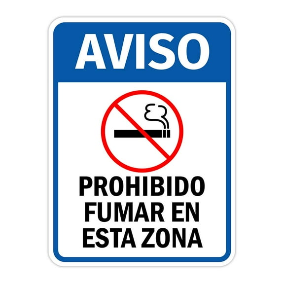Portrait Round Plus Aviso Prohibido Fumar En Esta Zona Wall or Door Sign | Spanish Construction Area Signs - Small