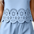 thumbnail image 4 of Morttic Women's 2-Piece Cutout Sleeveless Tank Top & Shorts Set – Solid Color Boho Casual Summer Daily Home & Vacation Wear Sky Blue，S, 4 of 6