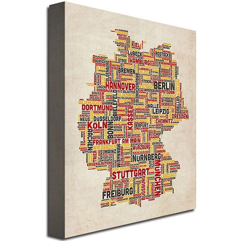 Trademark Art "Germany Text Map II" Canvas Wall Art by Michael Tompsett