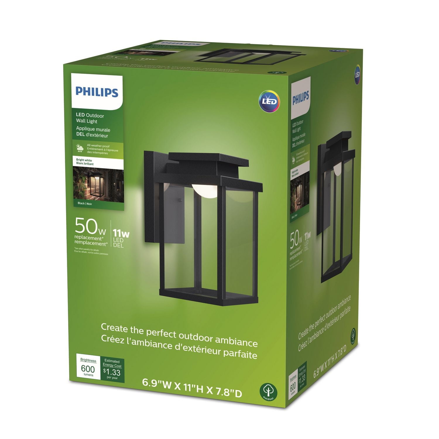 Philips 11" Applique murale extérieure à DEL intégrée 50W Philips Extérieur LED 50W