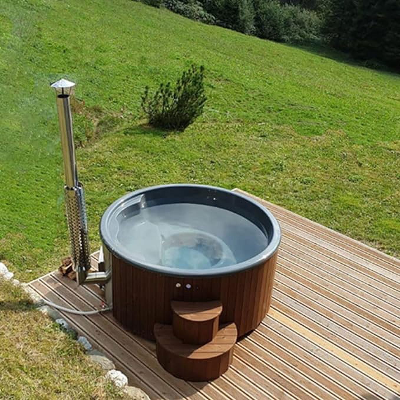 Model S4N Wood-Fired Hot Tub Soak-Series Home Wood-Burning Hot Tub, Natural, Up to 6 Persons, Thermo-Spruce