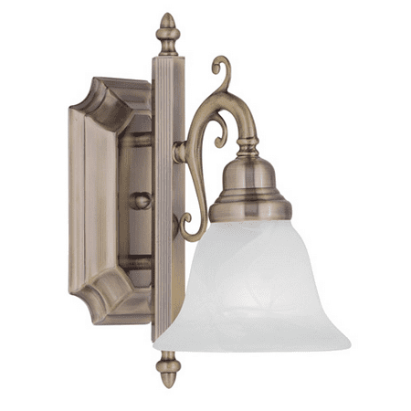 

Bathroom Vanity 1 Light With White Alabaster Antique Brass size 6 in 100 Watts - World of Crystal