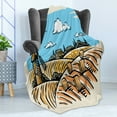 thumbnail image 4 of Landscape Soft Flannel Fleece Throw Blanket, Illustration of Windmillnd Hay Bales Harvest Season, Cozy Plush for Indoor and Outdoor Use, 60" x 80", Pale Brown Earth Yellow, by Ambesonne, 4 of 5