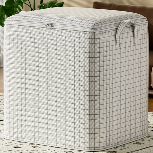 Bolsa de Almacenamiento Resistente con Asas Reforzadas | Bolsa Extragrande para Ropa y Edredones | Bolsa para Mudanzas | Cremallera Doble Reforzada | Blanca | Tela No Tejida | 43 X 43 X 43 Cm | Plega