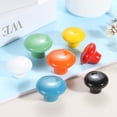thumbnail image 4 of Uxcell 20 Pack Ceramic Cabinet Knobs, 32mm/1.26" Mushroom Round Shaped Drawer Knobs Dresser Knob Pulls Handle with Screws for Wardrobes Bedroom Furniture Closet Cupboard, Red, 4 of 6