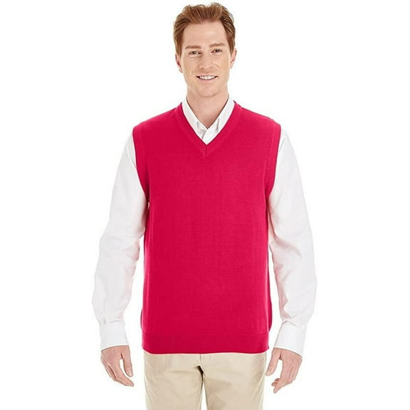 M415 Harriton Men's Pilbloc V-Neck Sweater Vest Red 5XL