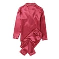 thumbnail image 6 of Women's Satin Silk Pajamas Set Long Sleeve Button Down Shirt Pants Nightwear Sleepwear Loungewear PJ Set Homewear, 6 of 6