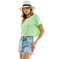 thumbnail image 3 of Women's Boxy Crop Top Round Neck Short Sleeve Casual 100% Cotton Cropped Tee T-Shirt, Baby Green, Small, 3 of 9