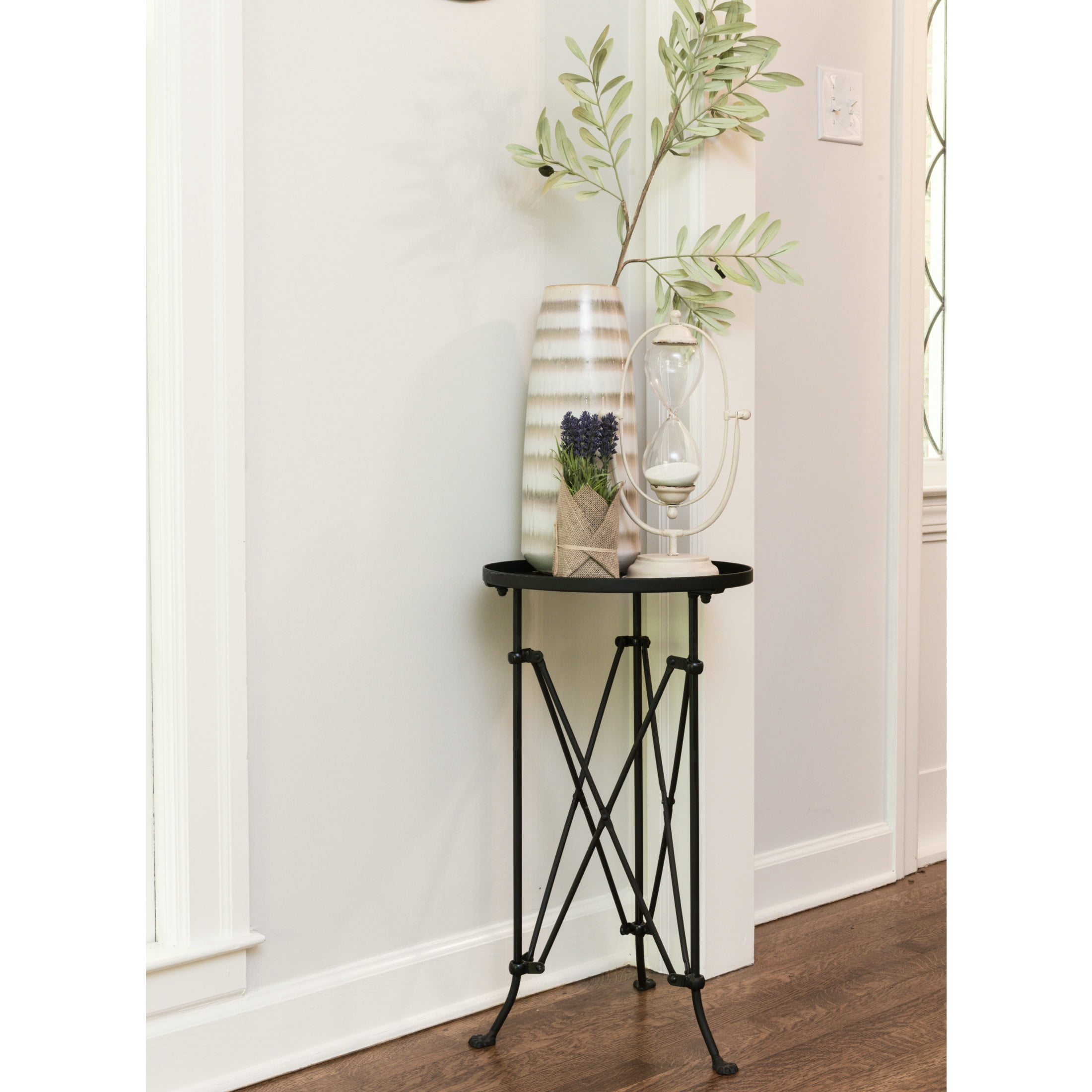 Creative Co-Op Round Metal Side Table with Claw Feet, Black