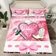 thumbnail image 2 of Manfei Western Cowgirl Boot Full Size Sheets, Cartoon Pink Bowknot Bed Sheets, Cow Leopard Print Sheet Sets, Lightweight Room Decor, 4pcs, 2 of 7