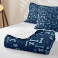 thumbnail image 4 of Homewish Navy Dog Paw Bone Twin Quilt Set,Cartoon Pet Themed Twin Coverlet Set,2pcs, 4 of 7