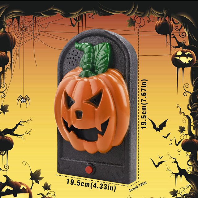 Campana de Halloween, decoración de fiesta de Halloween, campana de calabaza con globo ocular brillante, campana de terror para accesorios de casa embrujada, regalo de fiesta de Halloween LingWen 8390612352102