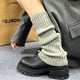 thumbnail image 2 of Calcetines grises para mujer, calcetines acolchados de punto para otoño e invierno, calcetines gruesos y sencillos a juego para piernas delgadas, calcetines para mujer, 2 of 6