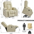 thumbnail image 2 of LuxyHoom Manual Lift Recliner Chair for Elderly with Massage and Heat, Heavy Duty 350 lbs Large Oversized Recliner with Infinite Positions, USB Ports & Cup Holders(Breathable Leather, Beige), 2 of 10